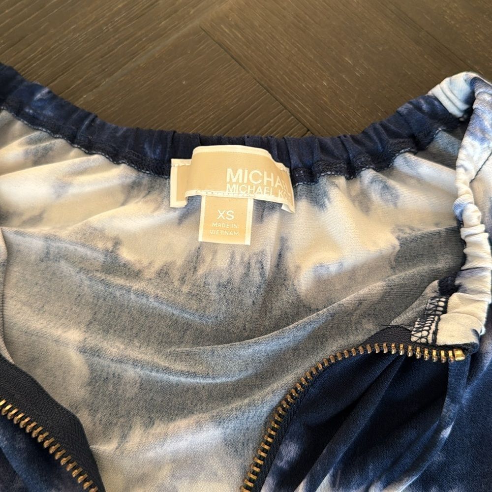 Michael Kors Tie Dye Dress XS | Blue White Knee Length Stretch Summer - Picture 4 of 6
